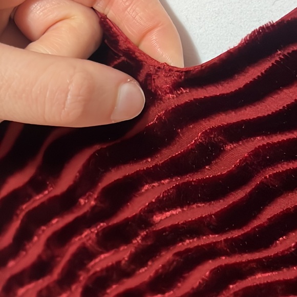 KARL LAGERFELD Collection FW 1994 Velvet Devoré Asymmetrical Red Velvet Dress xs - Picture 15 of 17